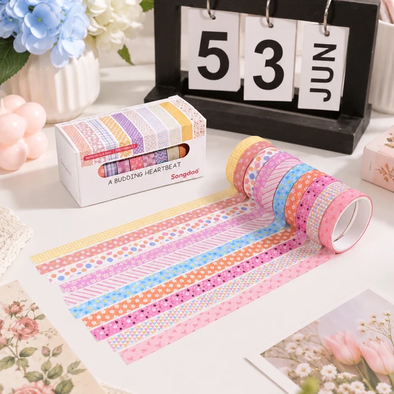 Wall Sticker - 10 rolos de fita washi floral