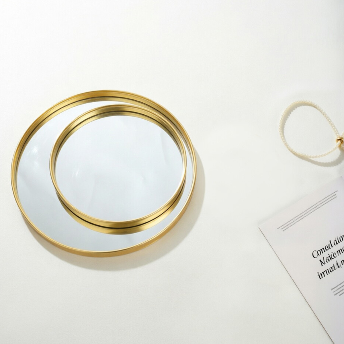 Bandeja Redonda Dourada com Es - Decorative Mirror avaliação e preço